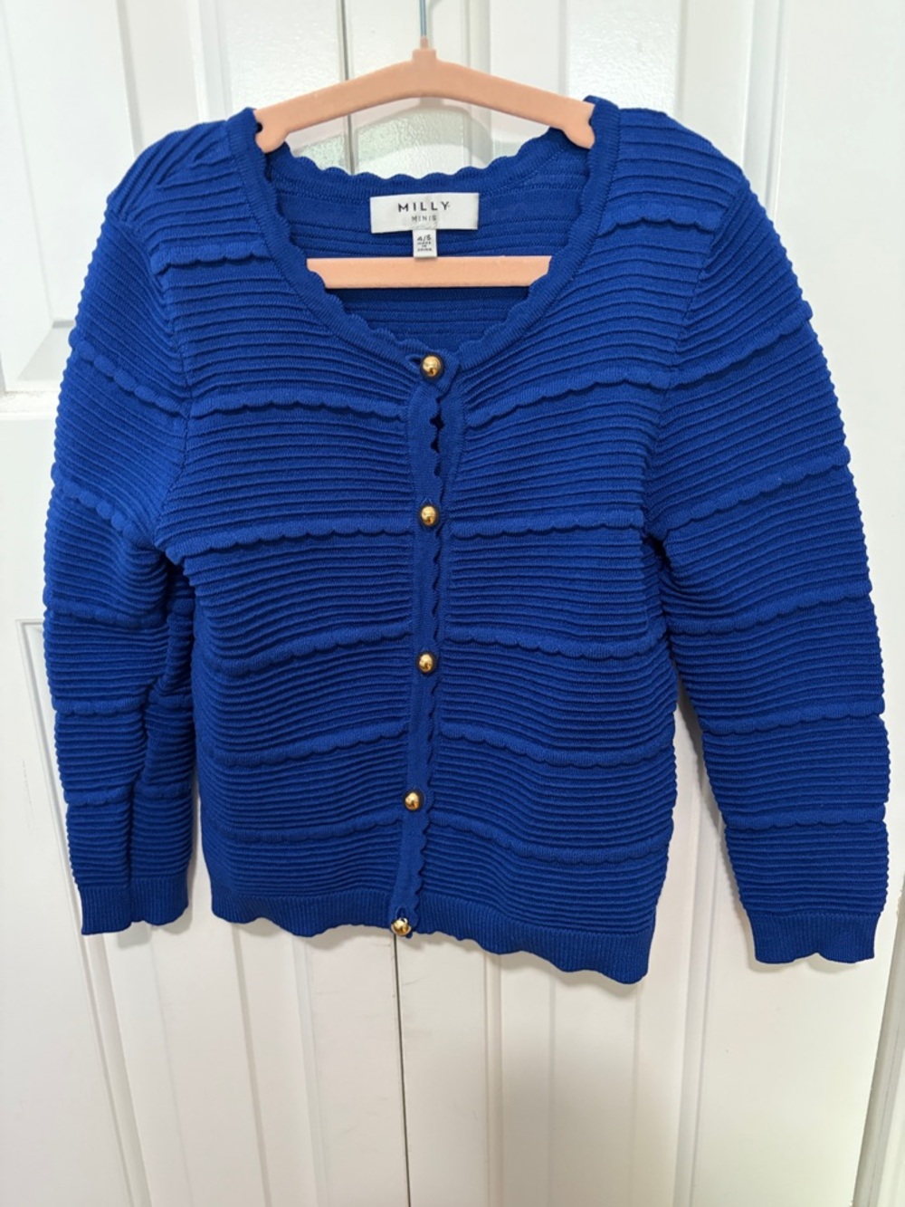 Milly Minis Girls  Button-Down Cardigan - Royal Blue